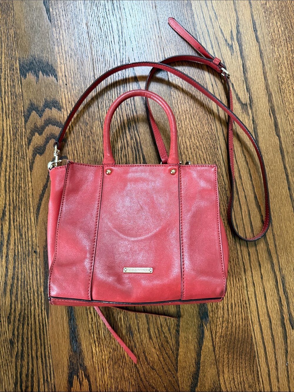 Rebecca Minkoff Women’s Coral-Red Leather Crossbody Tote